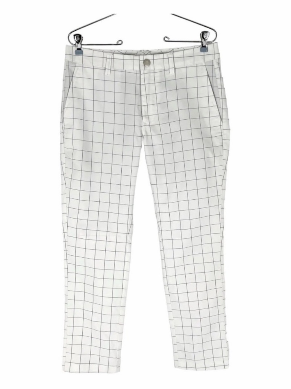 NWOT Bonobos Size 30x28 Golf Pants White Windowpane Plaid Tailored Fit Tech